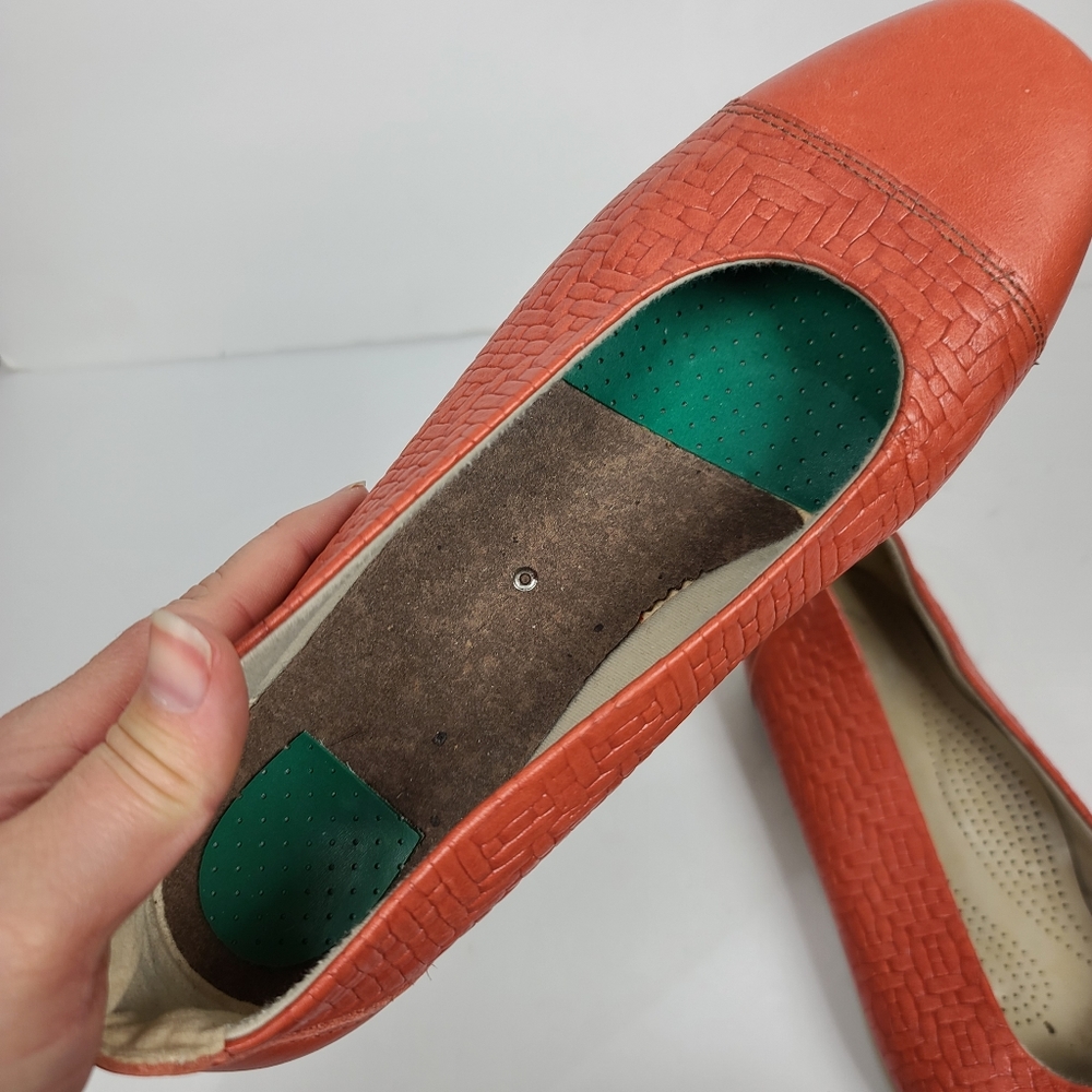 SAS MAUI Leathe Slip On Flats Melon Coral Basket Weave TriPad Comfort Shoes 9 - Picture 14 of 14
